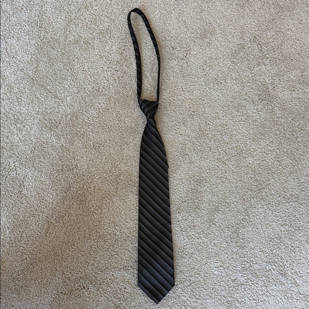 George Black Striped Men's Zipper Tie
